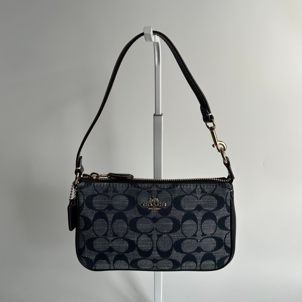 Coach Nolita 19 Charcoal Black Signature Canvas Denim Shoulder Bag CW426